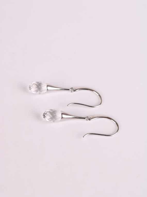 Rhodium Plated Crystal Droplets Drop Earrings-3
