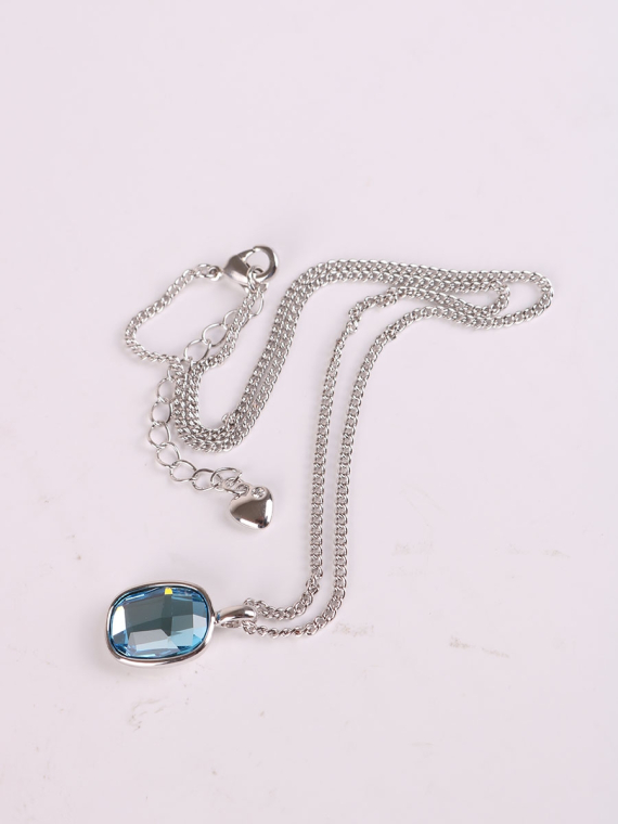 Rhodium Plated Crystal Necklace-1