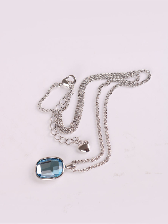 Rhodium Plated Crystal Necklace-2