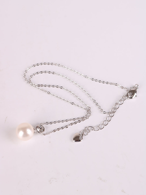 Rhodium Plated Crystal Necklace-2