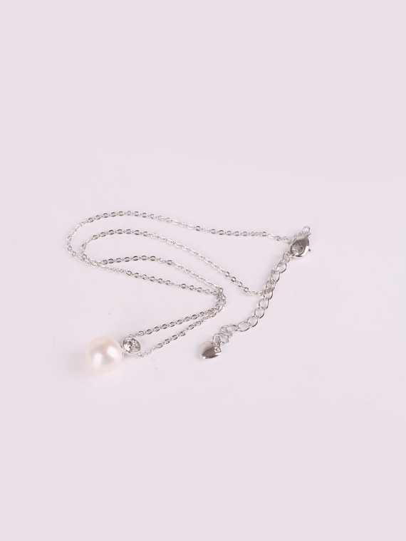 Rhodium Plated Crystal Necklace-1