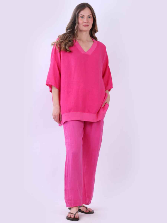 Oversized Solid Linen Top