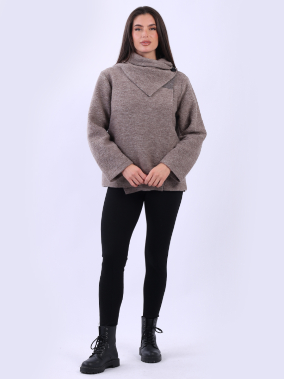 Cowl Neck Woolen Jacket