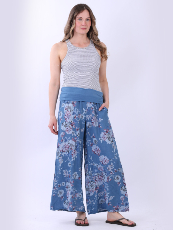 Floral Wide Leg Linen Palazzo