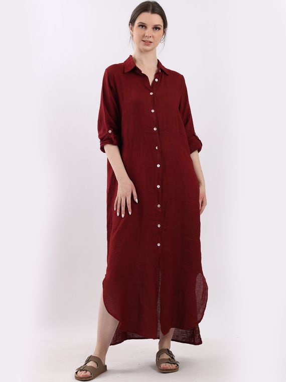Linen long outlet shirt dress