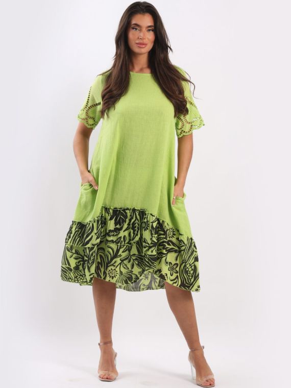 Wholesale Italian Plain Linen Broderie Sleeves Lagenlook Tunic