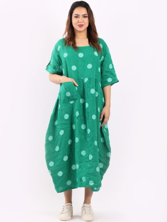 Linen polka sales dot dress