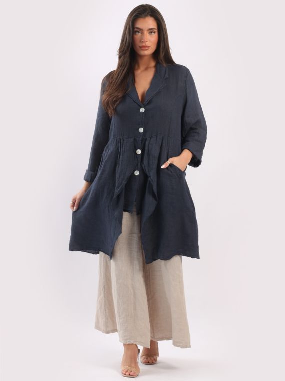 Long linen coat dress online