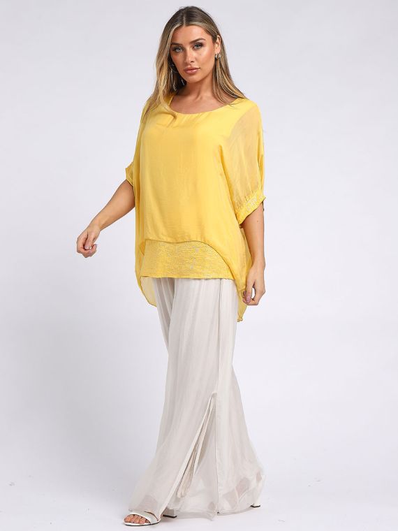 yellow silk top