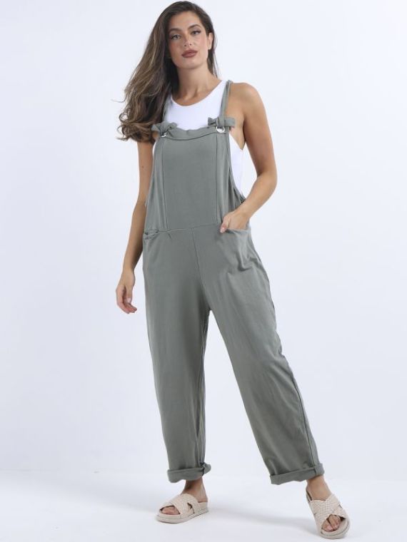 Wholesale Made In Italy Plain Cotton Wide Leg Pabo Dungaree
