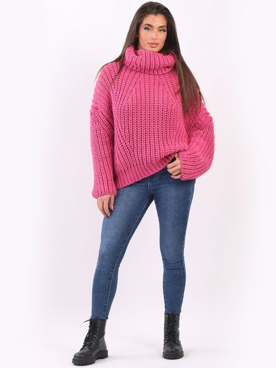 Wholesale Made In Italy Plain Cowl Neck Oversized Batwing Knitted