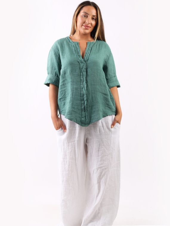 Ladies plus sales size linen tops