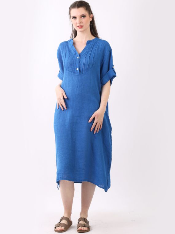 Wholesale Made In Italy Plain Linen Oversized Lagenlook Slouchy Dress