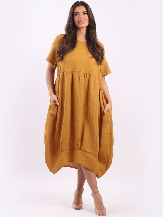 Midi linen dresses uk clearance