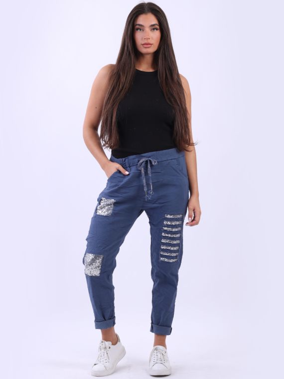 Jeans with sequin sales patches