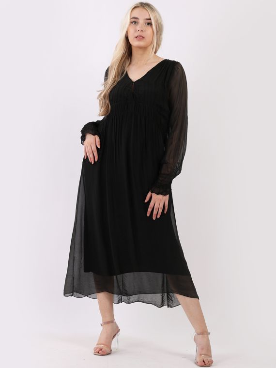 Plain silk sales maxi dress