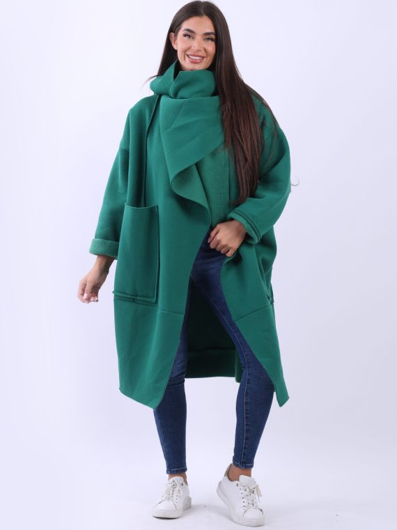 Wholesale Made In Italy Wrap Cowl Neck Plus Size Lagenlook Cotton Coat