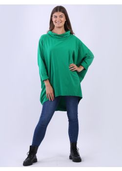 Italian Cotton Cowl Neck Batwing Baggy Oversized Top