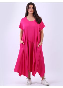 Italian Cotton Plus Size Raw Edge Lagenlook Swing Dress