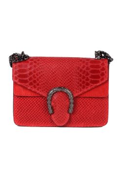 Italian Crocodile Print Chain Shoulder Strap Leather Bag