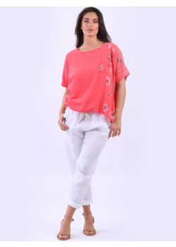 Italian Floral Panel Cotton Boxy Crop Top