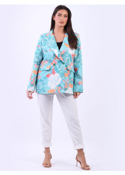 Italian Front Button Ladies Oversized Floral Coat