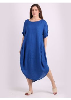 Italian Made Plain Linen Lagenlook Dress