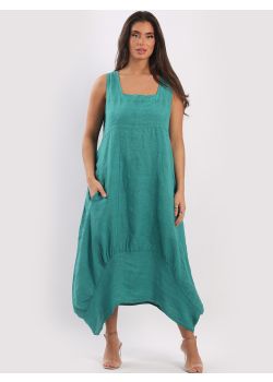 Italian Plain Linen Lagenlook Dress