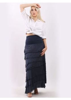 Italian Plain Silk Ruffle Tiered Skirt