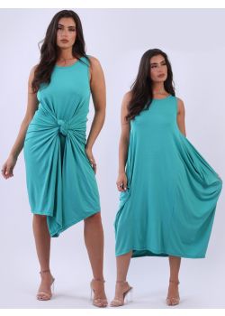 Italian Plain Viscose Sleeveless Lagenlook Maxi Dress