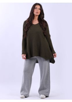 Italian Plain Wool Knitted Lagenlook Plus Size Jumper