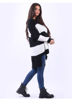 Italian Plus Size Lagenlook Batwing Stripy Wool Knitted Jumper