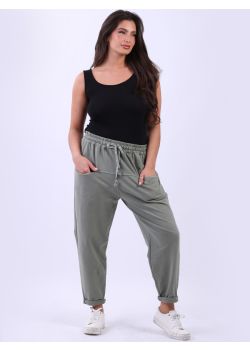 Italian Relaxed Fit Casual Loose Solid Cotton Pant