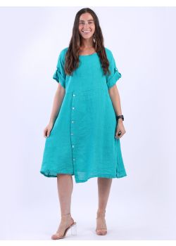 Italian Solid Linen Lagenlook Summer Midi Dress
