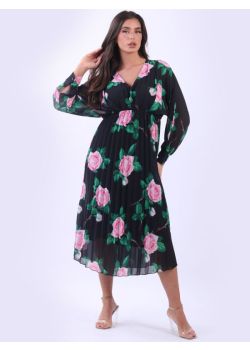 Italian V-Neck Summer Boho 2 Layered Blooms Floral Maxi Dress