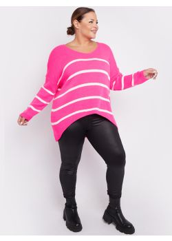 Italian Women Chunky Wool Oversized Striped Knitted Jumper