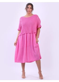 Made In Italy 2 Layer Mesh Net Lagenlook Cotton Midi Dress