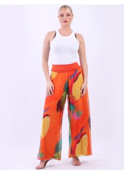 Made In Italy 2 Layered Tie Dyed Wide Leg Harem Silk Palazzo