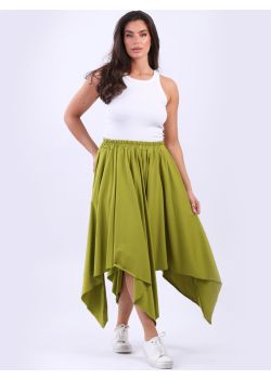 Made In Italy Asymmetric Raw Edge Cotton Skirt