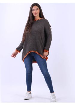 Made In Italy Blanket Stitch Lagenlook Wooly Knit Jumper