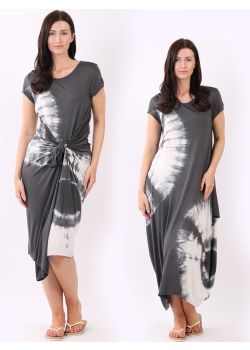 Made In Italy Tie and Dye Circle Maxi Drape Dress