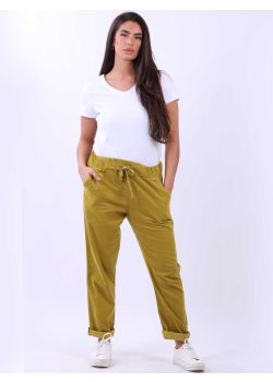 Made In Italy Ladies Universal Fit Plain Cotton Corduroy Pant