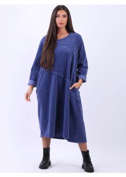 Made In Italy Lagenlook Hopsack Plus Size Cotton Corduroy Dress