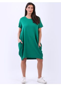 Made In Italy Plain Cotton Classy Lagenlook Cocoon Dress