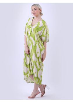 Made In Italy Tie And Dye V-Neck Plus Size Baggy Kaftan