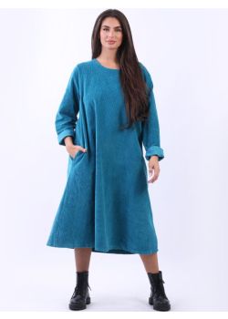 Made In Italy Women Plus Size Lagenlook Cotton Corduroy Dress