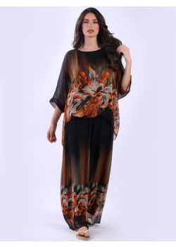 2 Layered Floral Batwing Silk Tunic Top