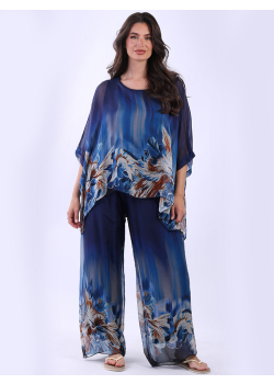 2 Layered Floral Batwing Silk Tunic Top