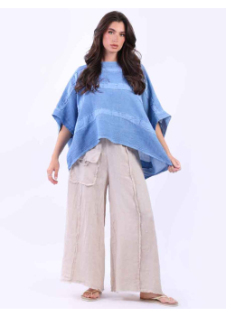 Batwing Oversized Solid Vintage Linen Top