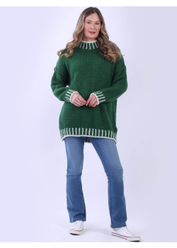 Blanket Stitch Wool Knit Boxy Jumper